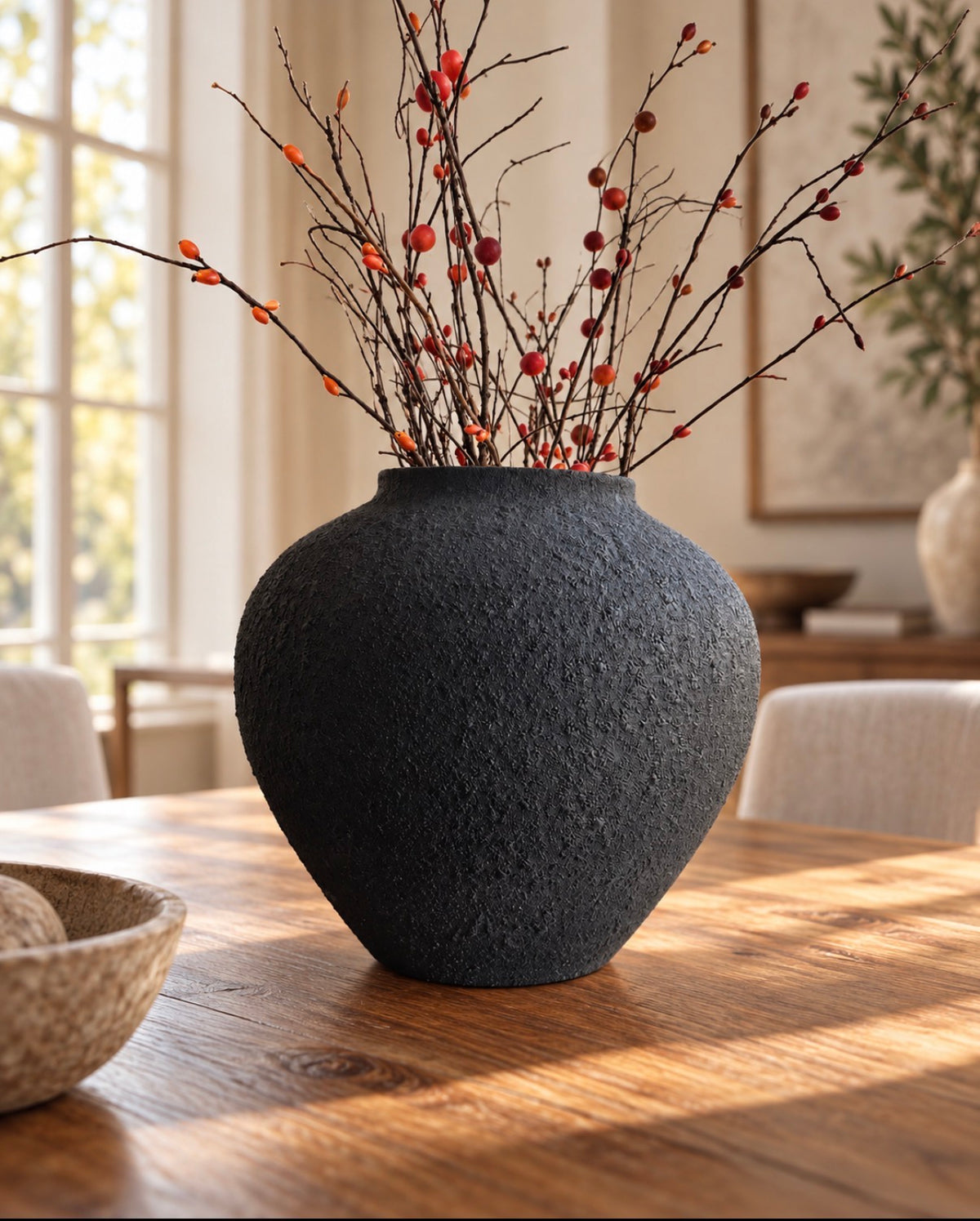 Arden Textured Black Vase