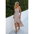 Sleeveless Halter Polka Dot Ruffle Hem Dress