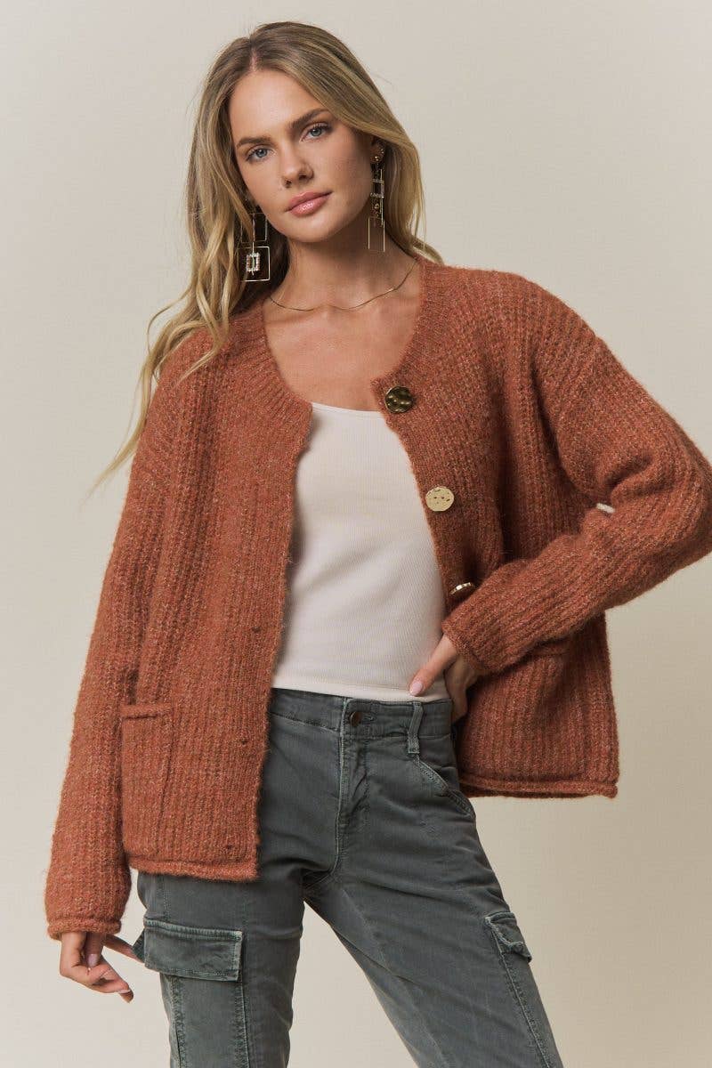 Gold Button Knit Cardigan