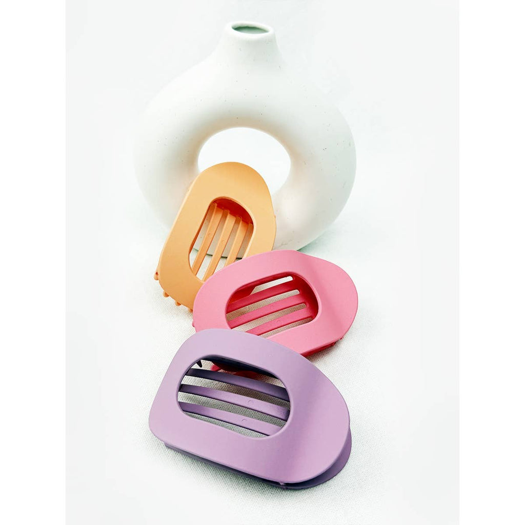 Matte Colors of Oval Shape Flat Hair Claw