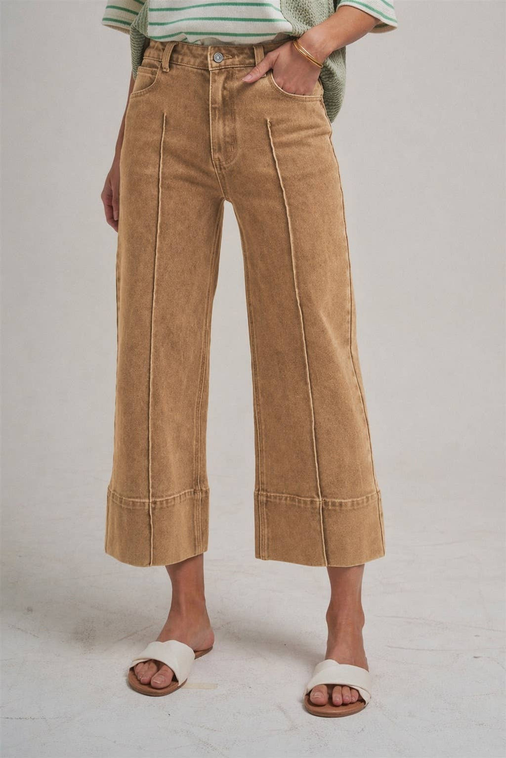 MID RISE VINTAGE WASHED WIDE LEG PANTS