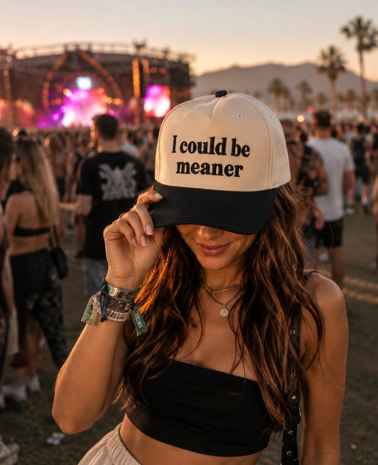 I could be meaner, Two Tone Hat, Embroidered Hats