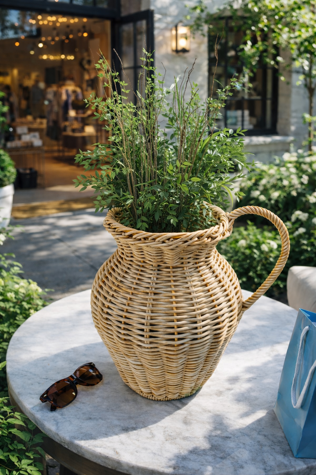 Wood Rattan Pitcher
