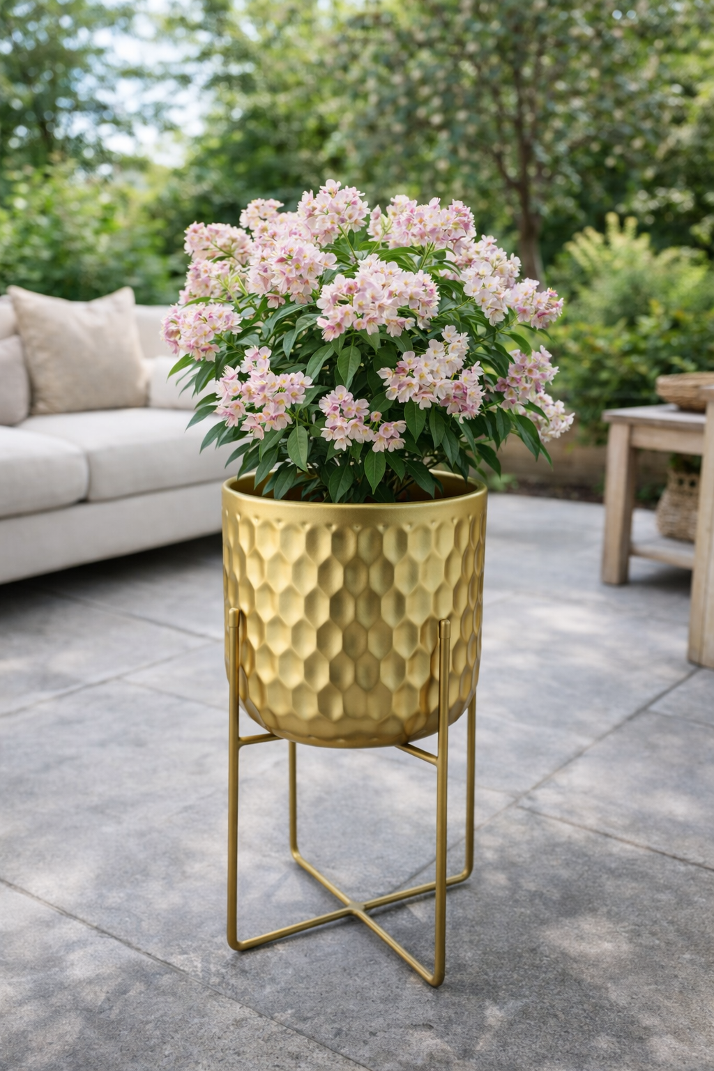 Textured Gold Metal Planter