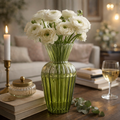 Ribbed Green Vases
