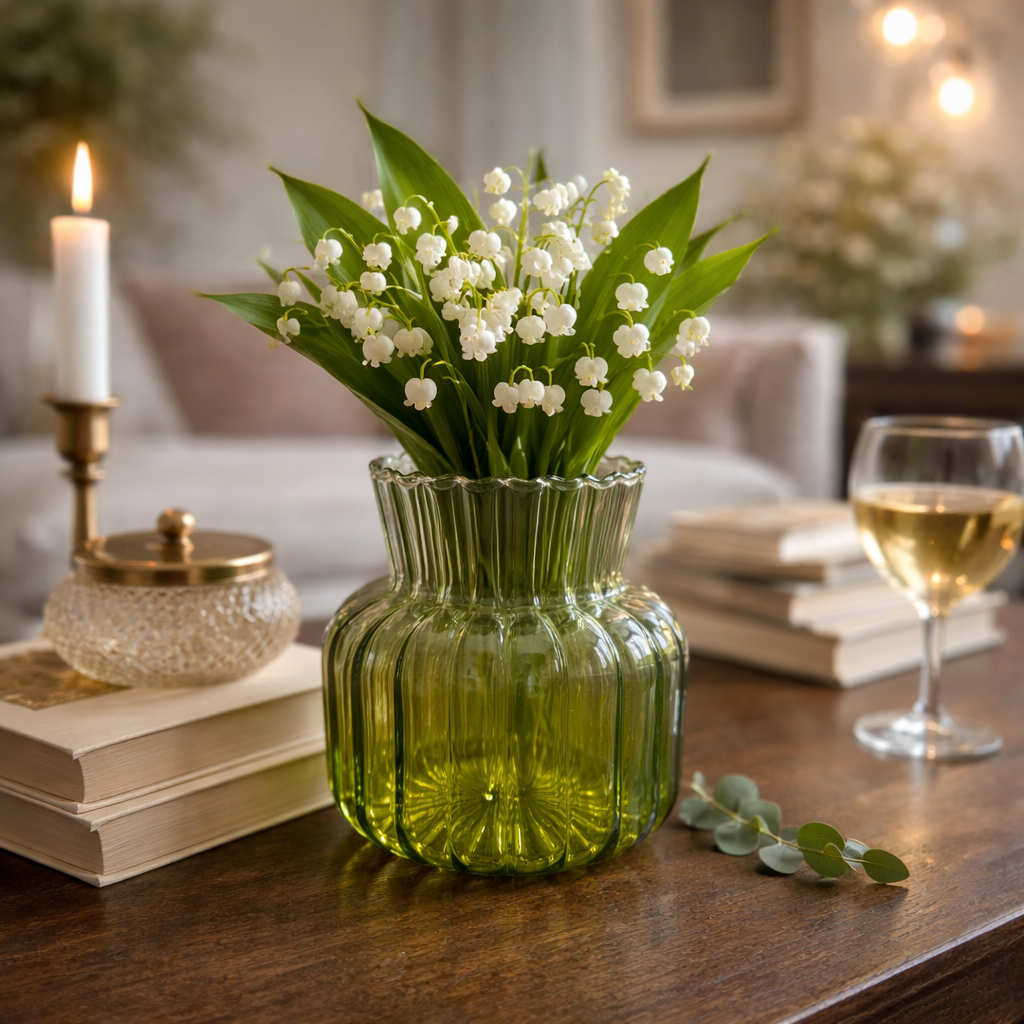 Ribbed Green Vases