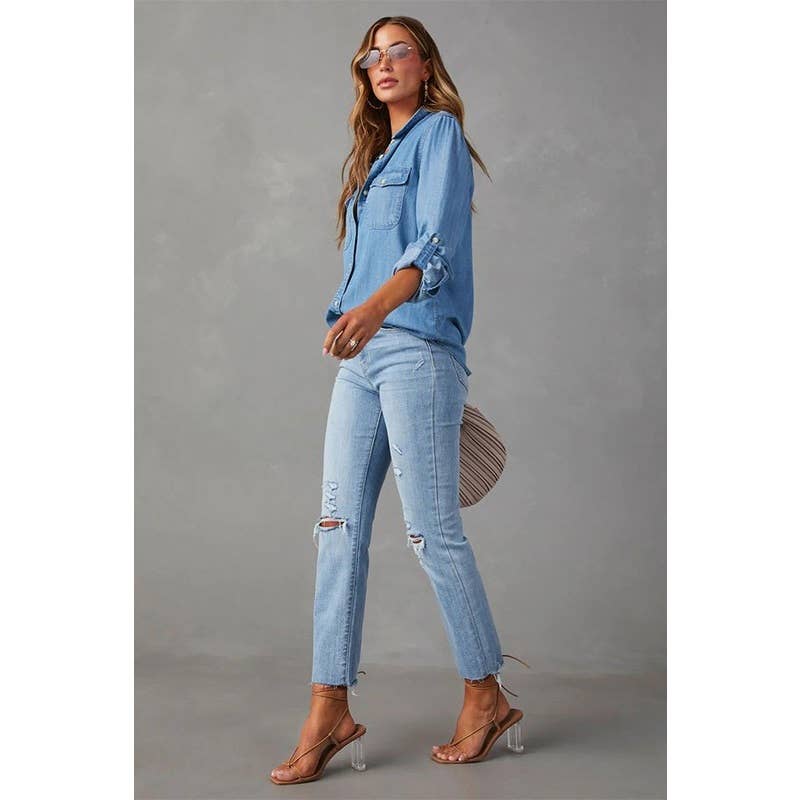 Collared Denim Shirt