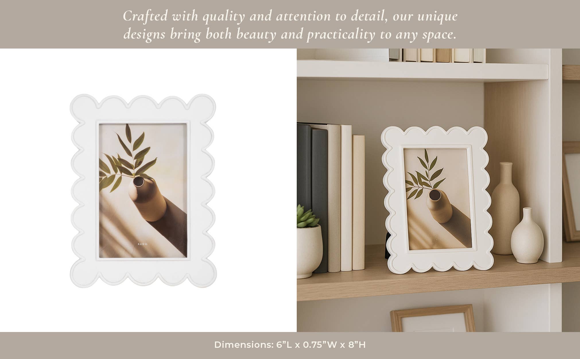 Photo Frame - Resin with Decorative Scalloped Edge