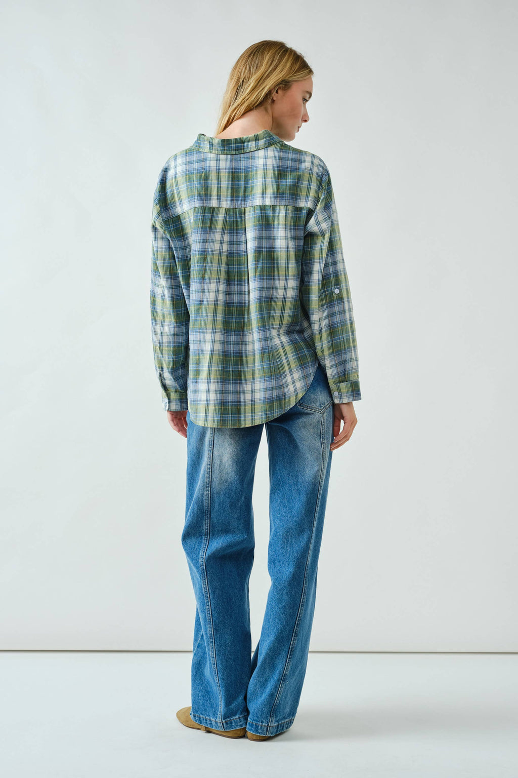 WASHED COTTON PLAID SHIRT