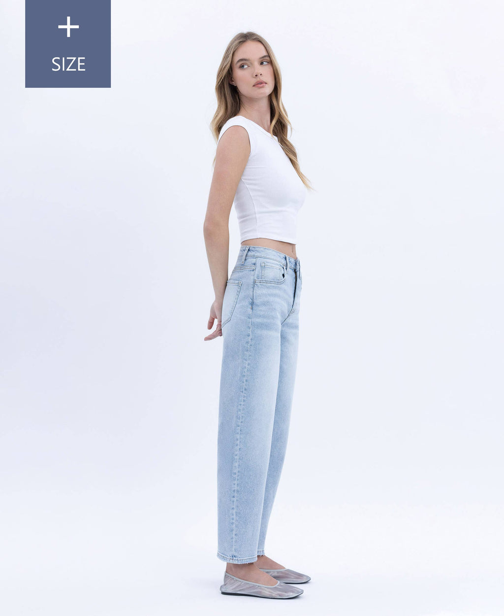 PLUS _ HIGH RISE BARREL LEG JEANS