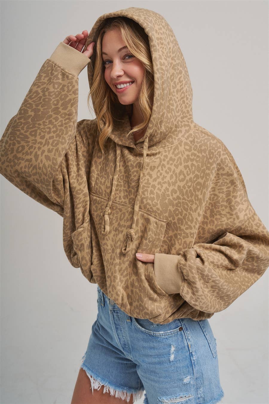 LOOSE FIT LEOPARD HOODIE