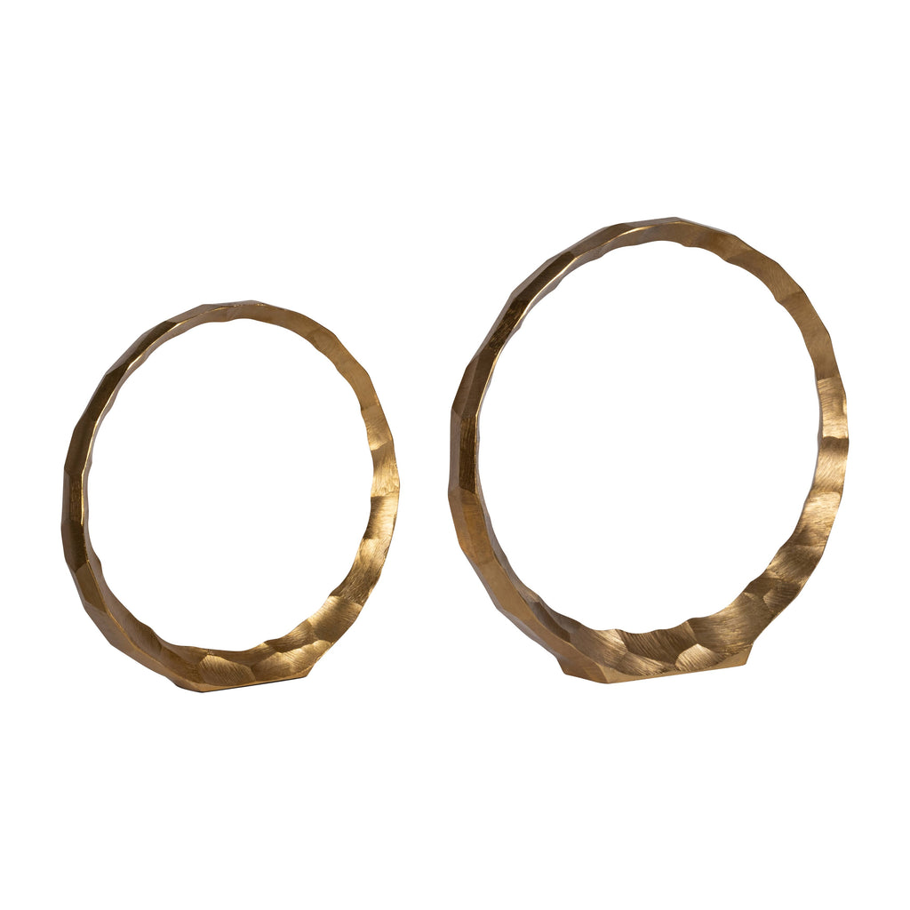 Decorative Rings - Gold Metal Hammered, 14/16 in.