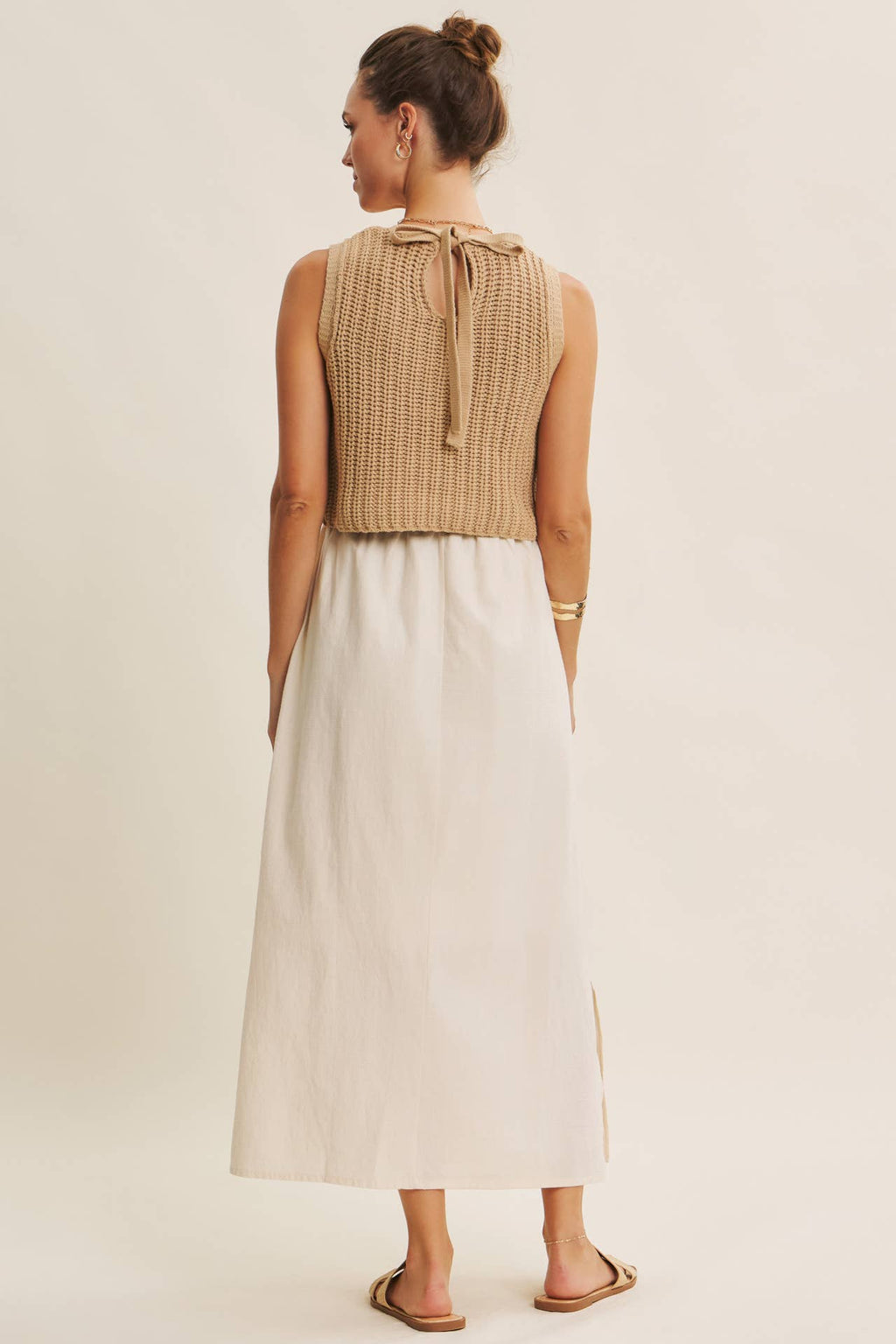 CHUNKY SWEATER TWOFER MIDI DRESS