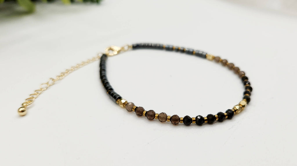 GROUNDING/BALANCE-Obsidian/Smoky Quartz/Hematite Bracelet