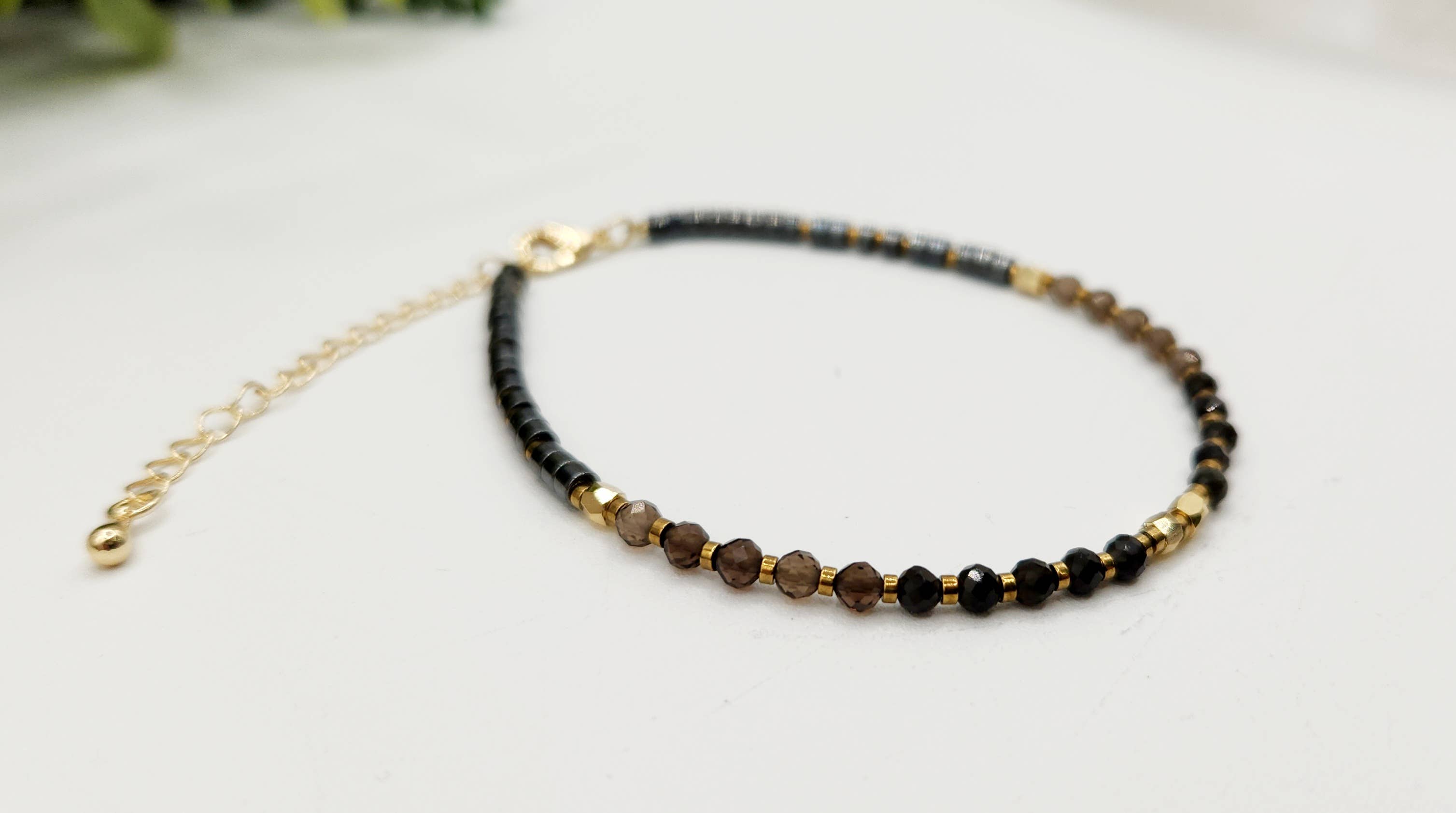 GROUNDING/BALANCE-Obsidian/Smoky Quartz/Hematite Bracelet