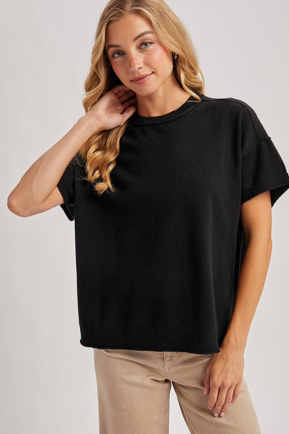 Knit Crew Neck T-Shirt