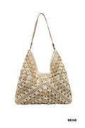 Vintage Woven Straw Crochet Bucket Shoulder Bag