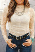 Floral Western Mesh Ruched Top