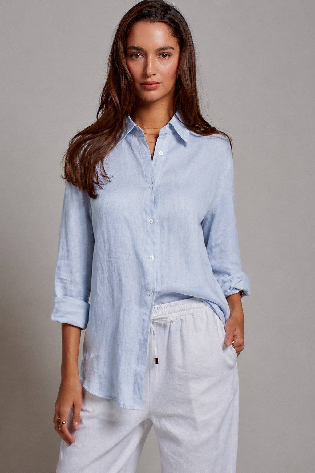 Linen Long Sleeve Button-Down Shirt