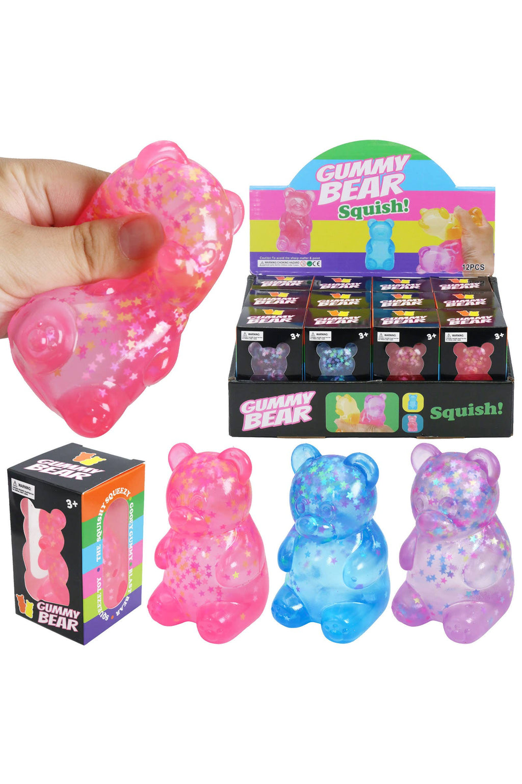 Star Confetti Teddy Bear Thick Maltose Putty Filled Squishy