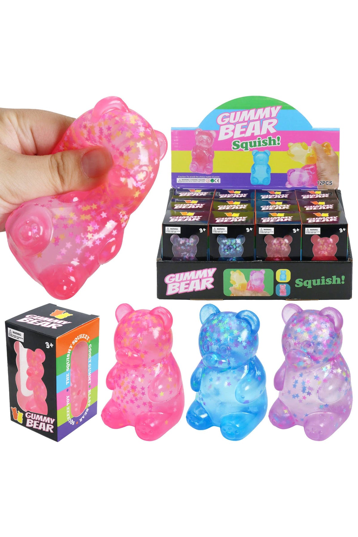 Star Confetti Teddy Bear Thick Maltose Putty Filled Squishy