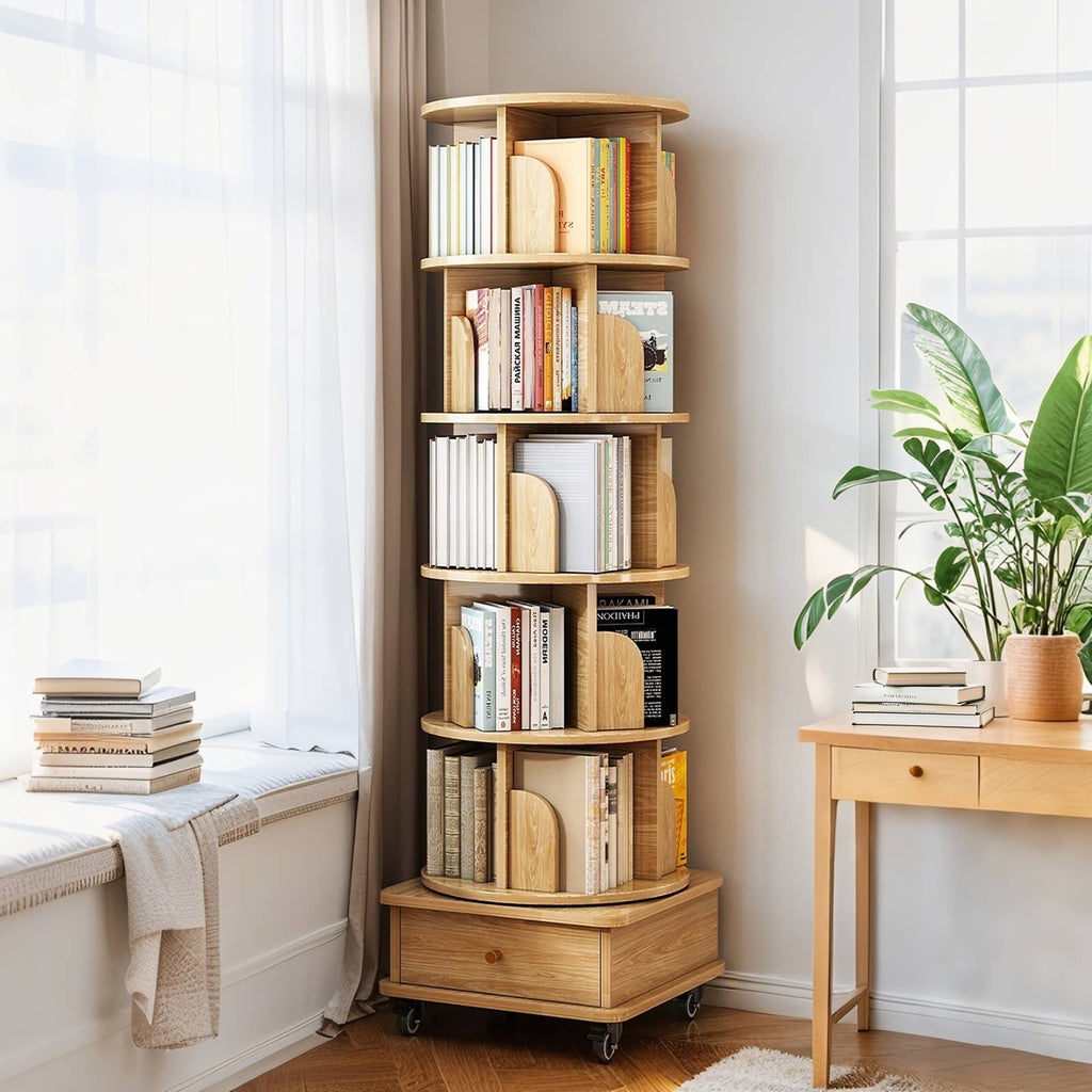 Rotating Bookshelf with Drawer