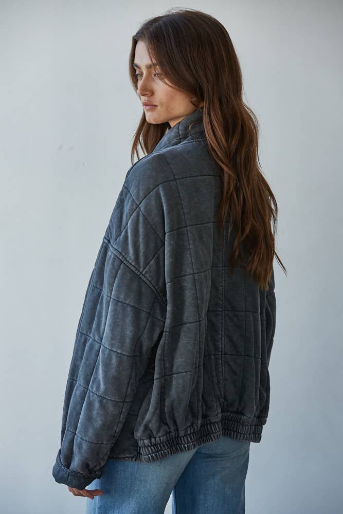Long Sleeve Quilted Washed Jacket