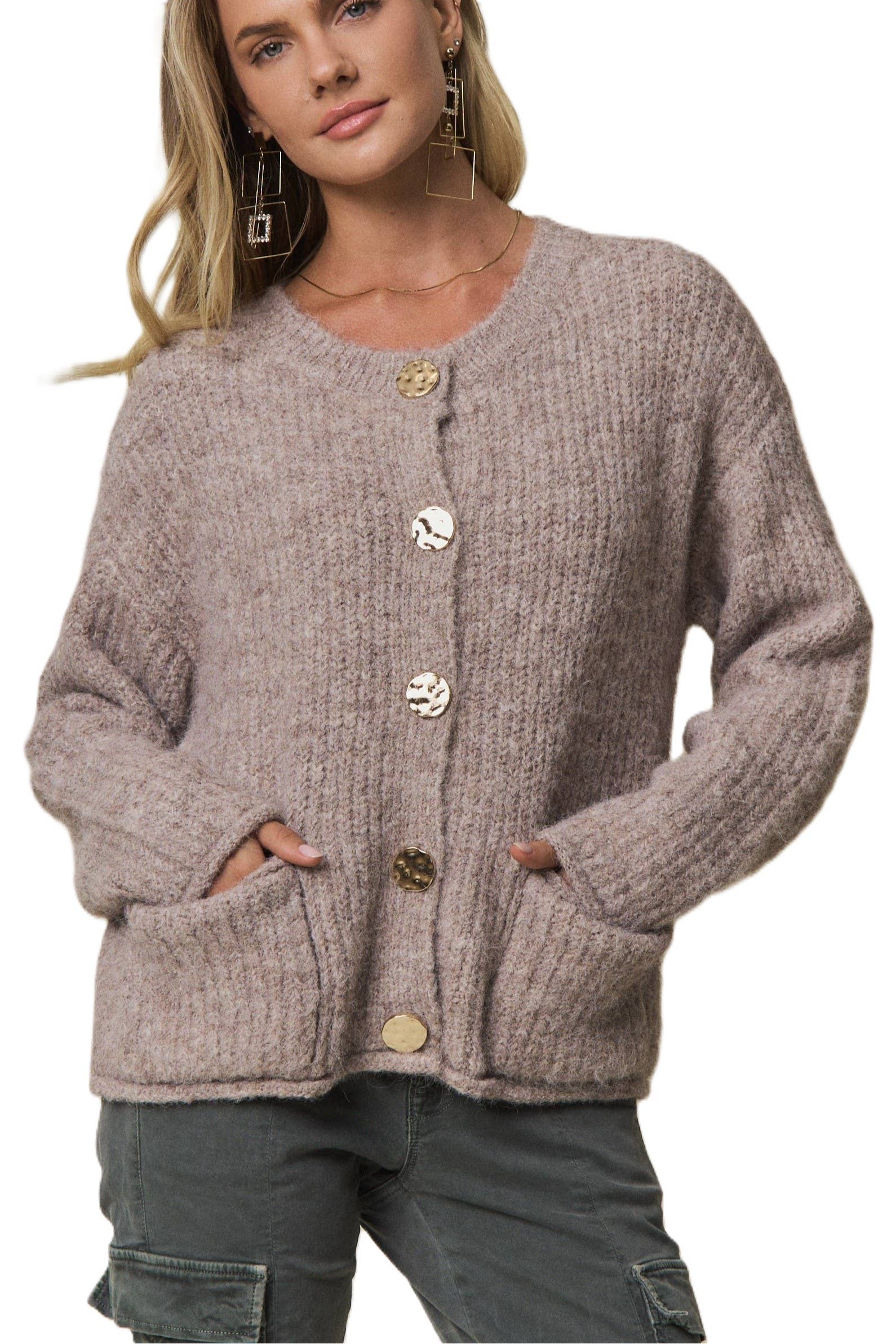Gold Button Knit Cardigan