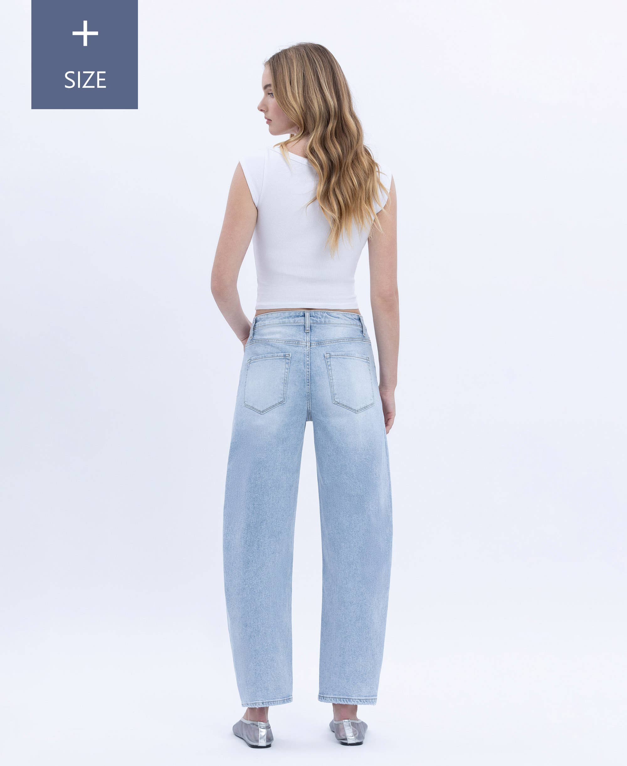 PLUS _ HIGH RISE BARREL LEG JEANS