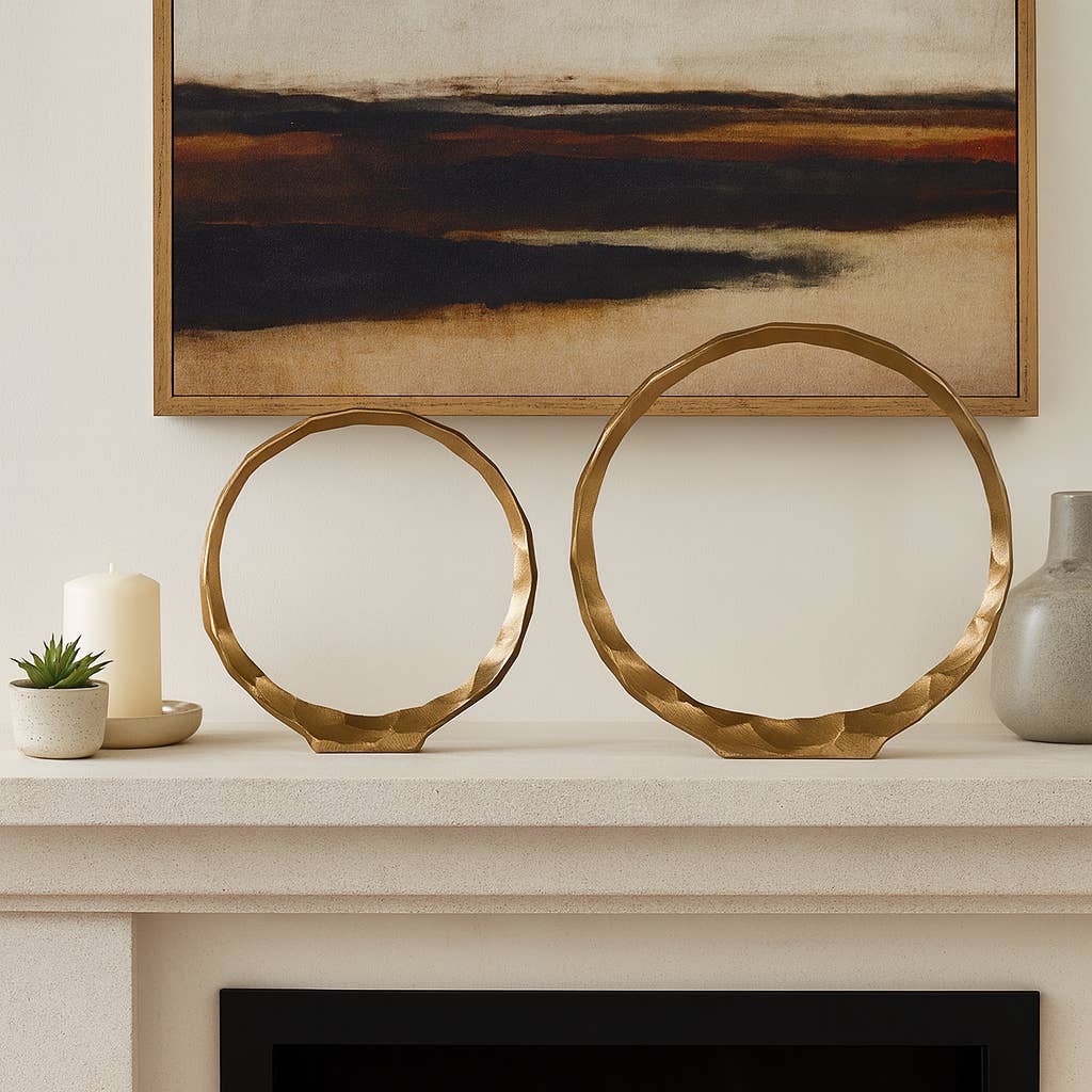 Decorative Rings - Gold Metal Hammered, 14/16 in.