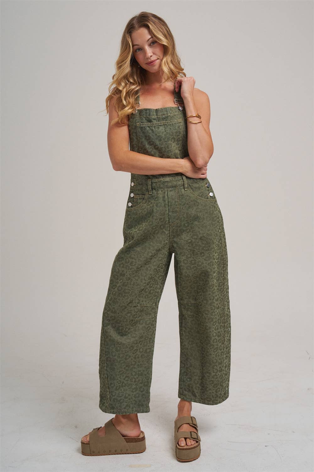 VINTAGE LEOPARD OVERALL JUMPSUIT WITH BARREL LEG