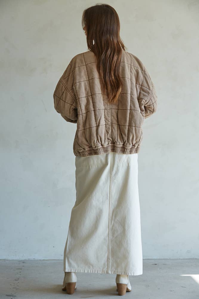 Long Sleeve Quilted Washed Jacket