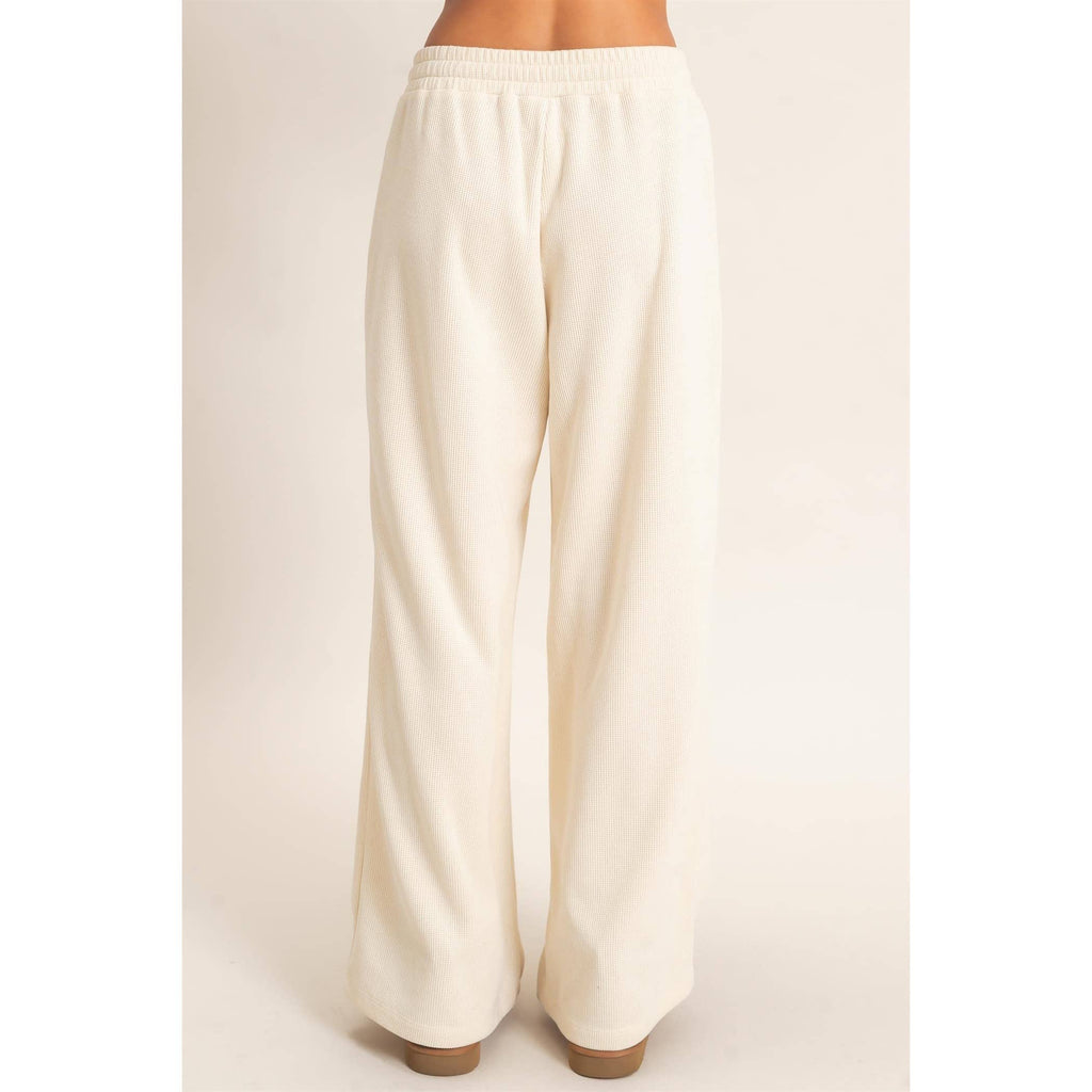 Waffle Knit Drawstring Wide Leg Pants