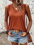 Loose V-neck Sleeveless Top