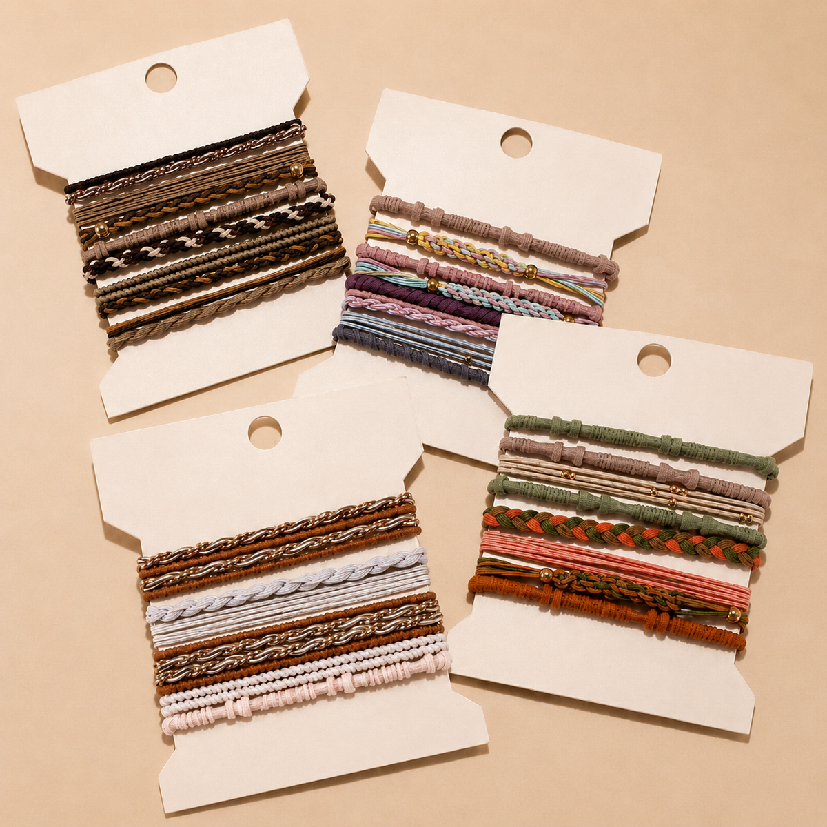 Boho Multi-Style Hair Tie Bracelet Set