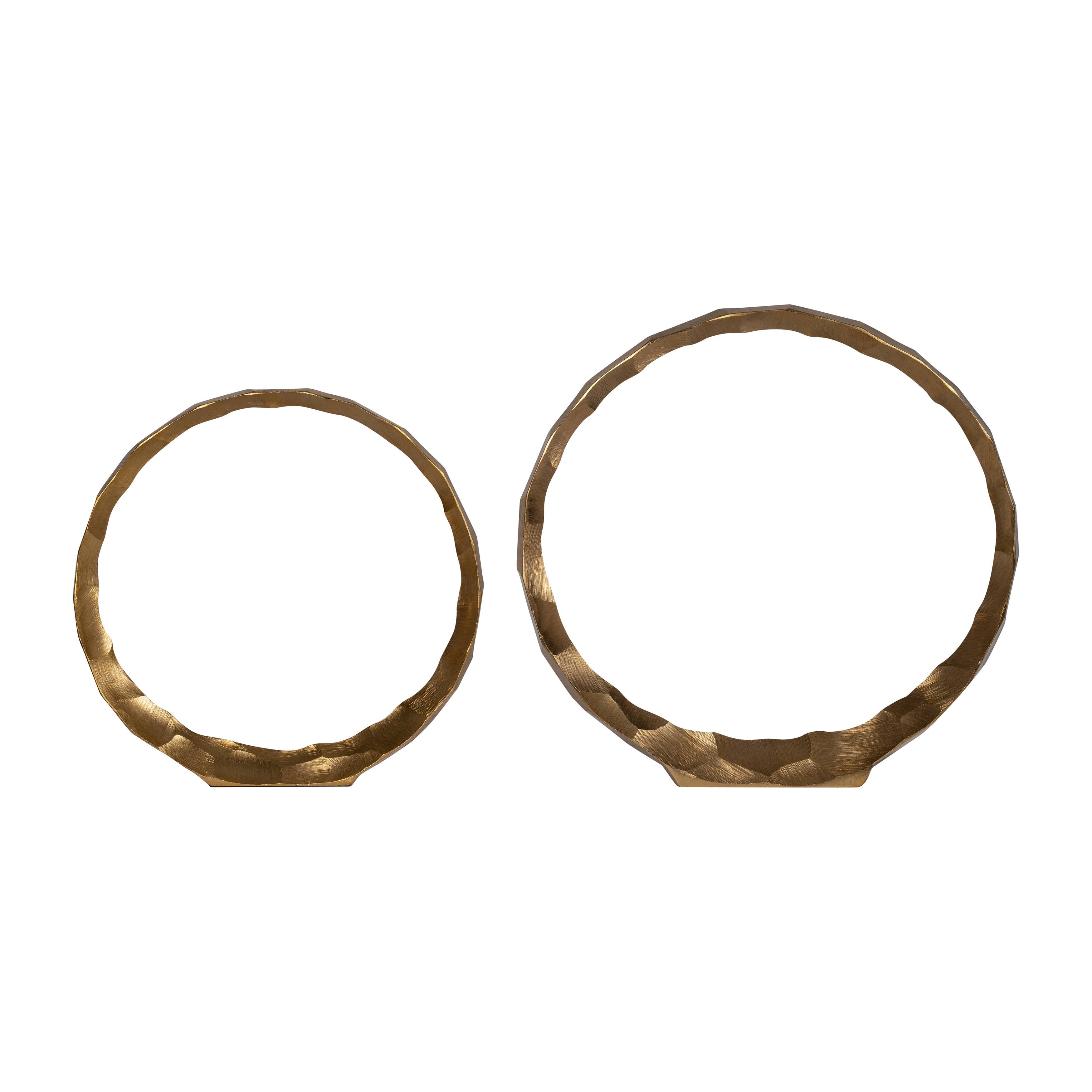Decorative Rings - Gold Metal Hammered, 14/16 in.