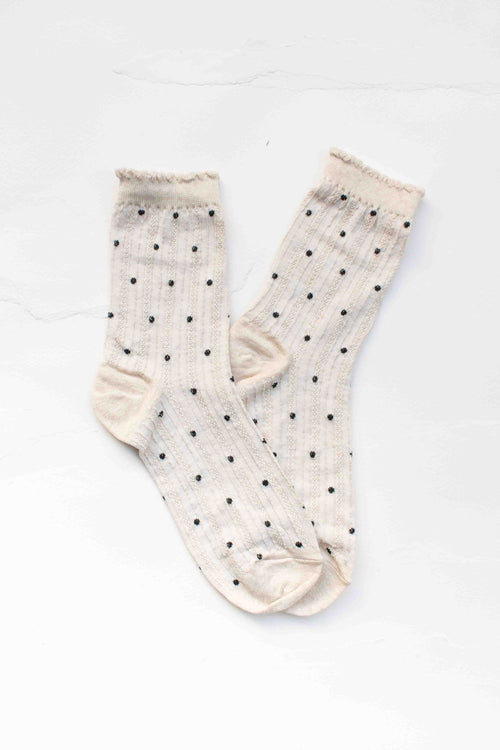 Classic Polka Dot Ribbed Crew Socks
