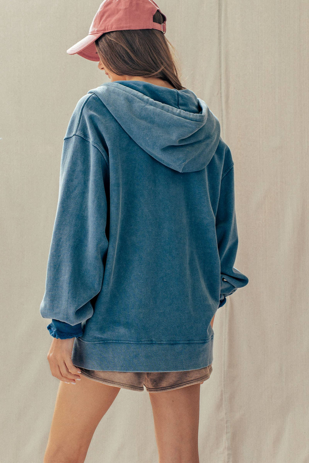 Vintage-Wash Zip-Up Hoodie