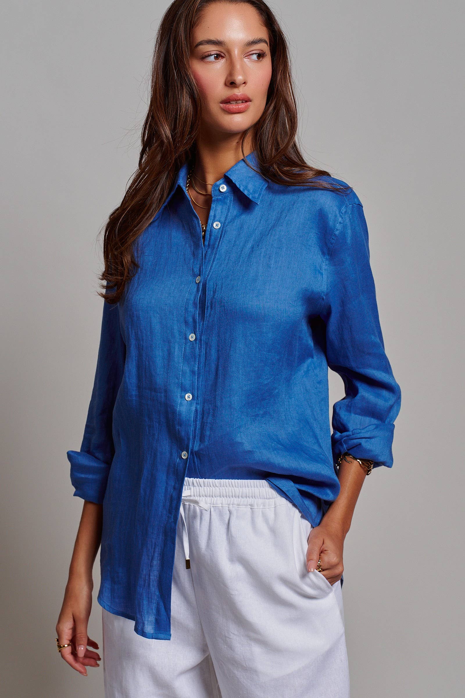 Linen Long Sleeve Button-Down Shirt
