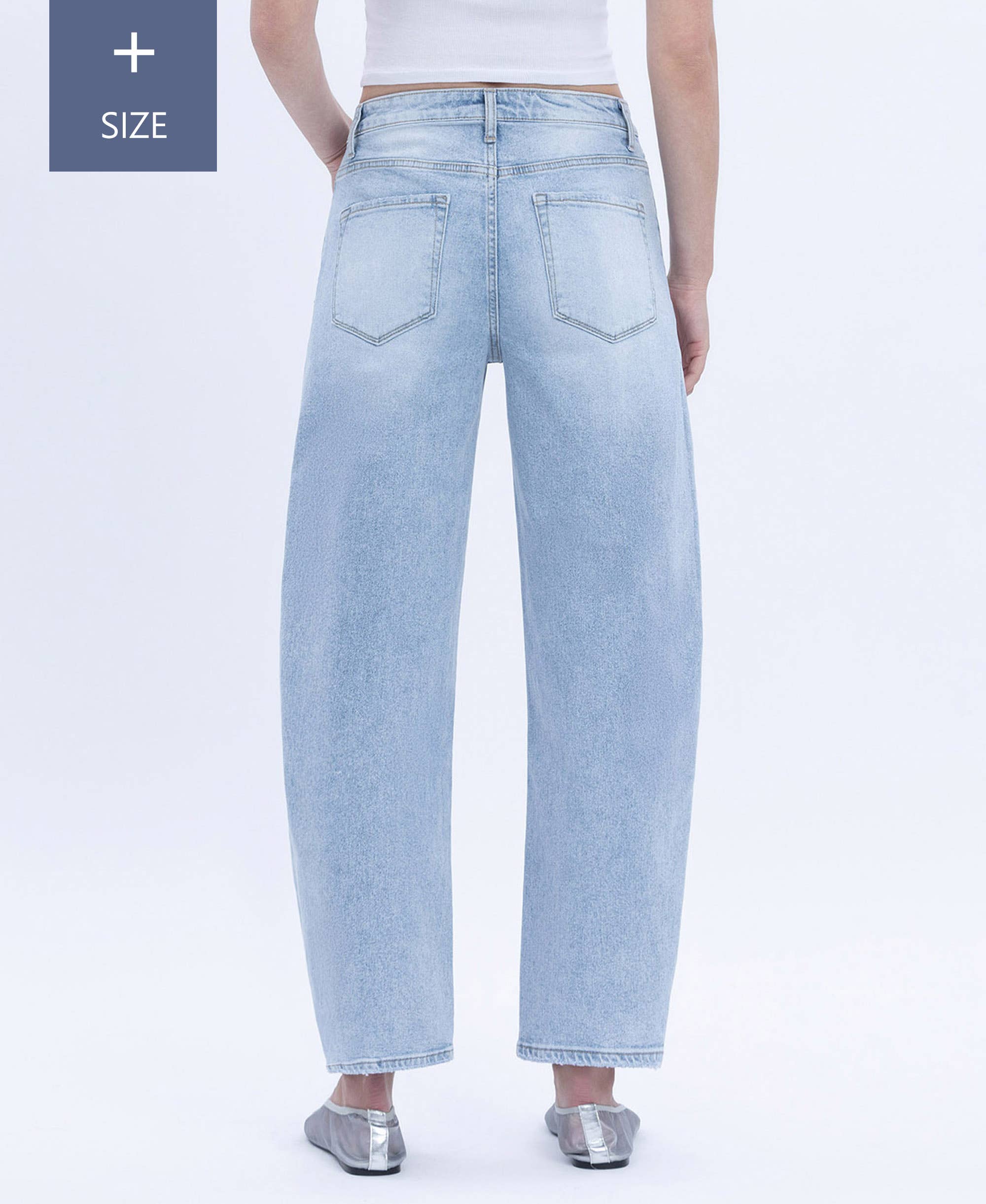 PLUS _ HIGH RISE BARREL LEG JEANS