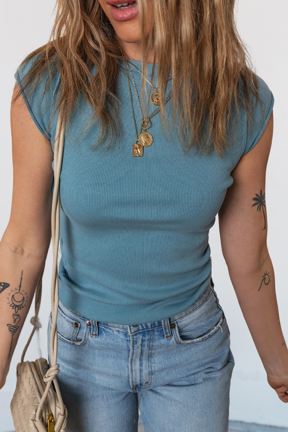 Crew Neck Ribbed T Shirt