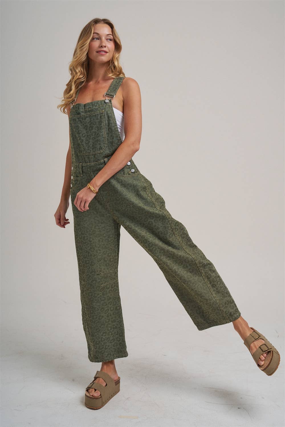 VINTAGE LEOPARD OVERALL JUMPSUIT WITH BARREL LEG