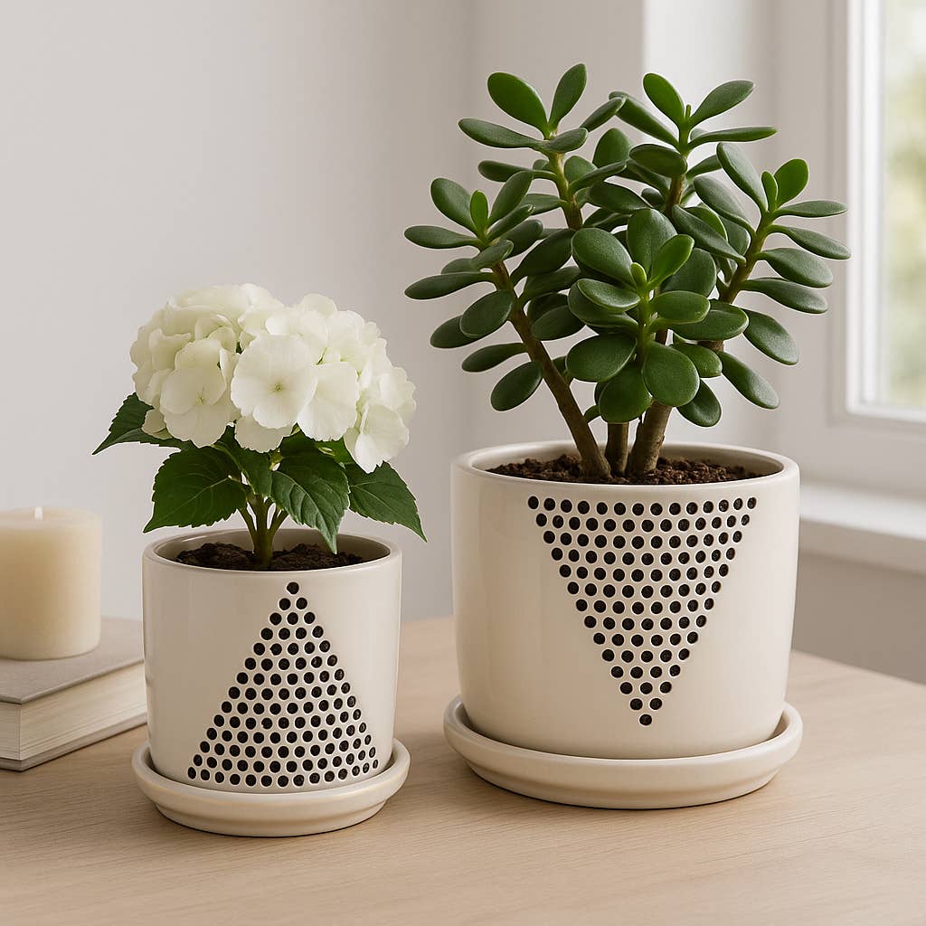 White Ceramic Triangle Dots