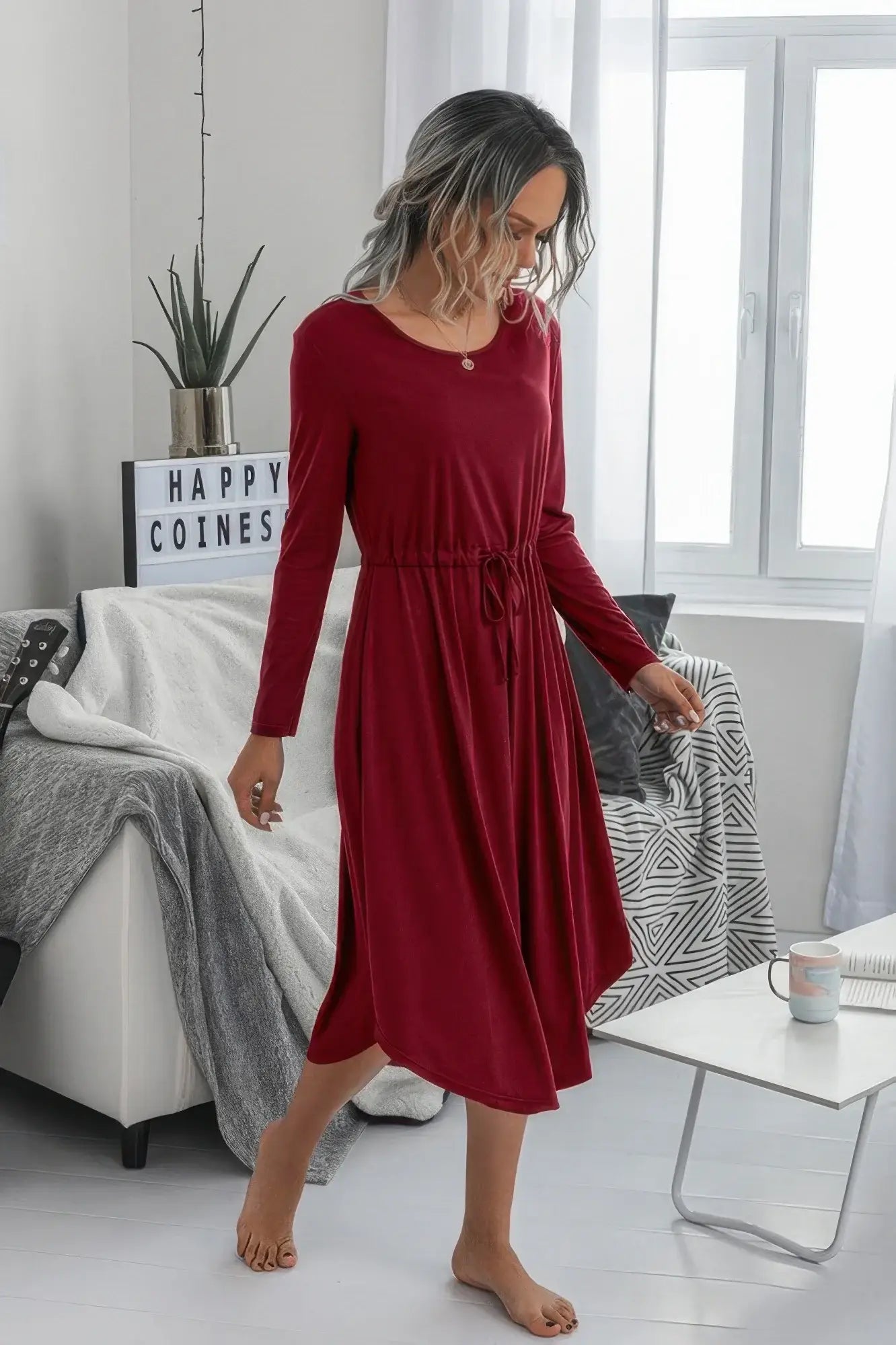 Sleeveless Halter Polka Dot Ruffle Hem Dress