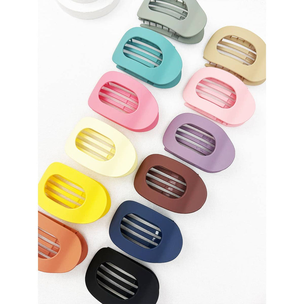 12 Colors of Oval Shape Flat Hair Claw