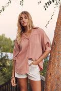 BREATHABLE MINERAL-WASHED COTTON GAUZE BUTTON-DOWN SHIRT